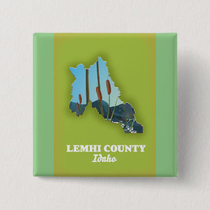 Chapa Cuadrada Mapa de Lemhi County, Idaho en impresión metálica