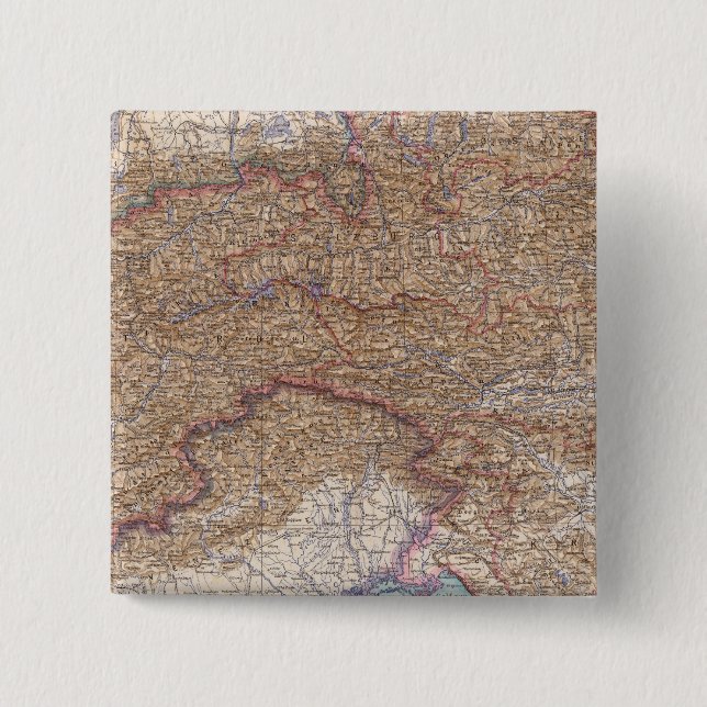 Chapa Cuadrada Mapa de los Alpes en Austria (Anverso)