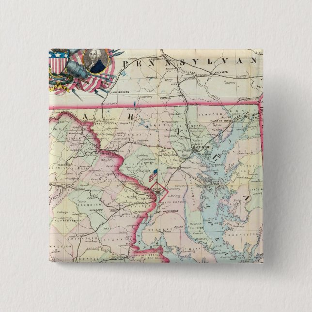 Chapa Cuadrada Mapa De Los Asientos De Guerra (Anverso)