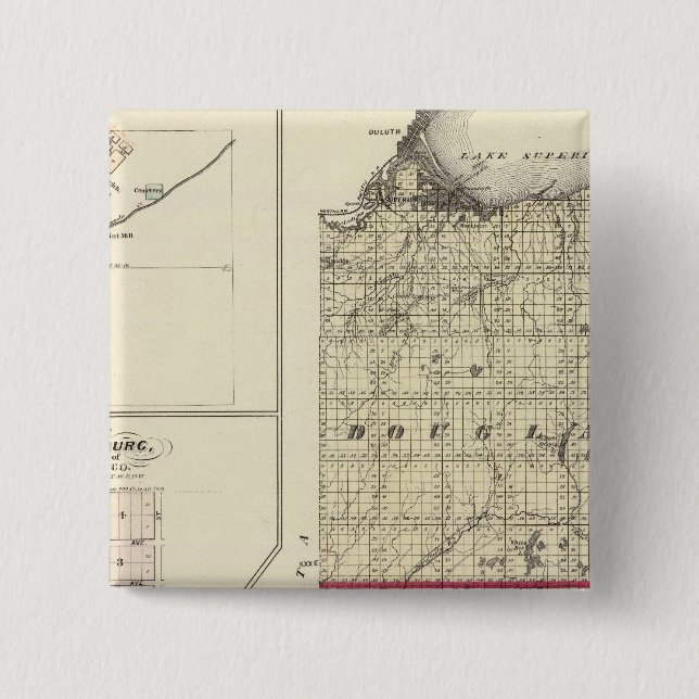 Chapa Cuadrada Mapa de los condados de Douglas y Burnett (Anverso)
