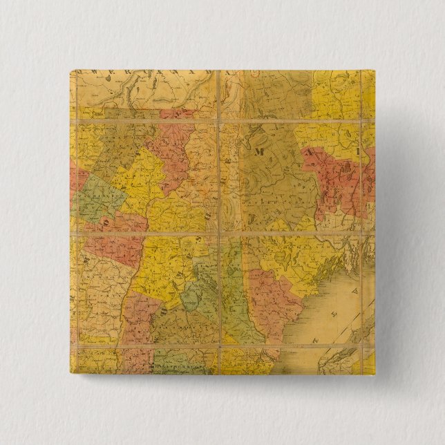 Chapa Cuadrada Mapa de los Estados de Nueva Inglaterra (Anverso)