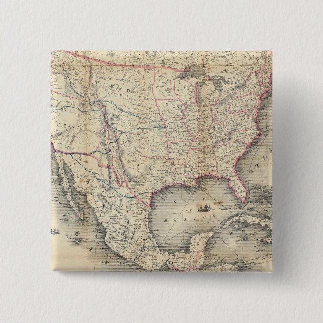 Chapa Cuadrada Mapa De Los Estados Unidos (Anverso)