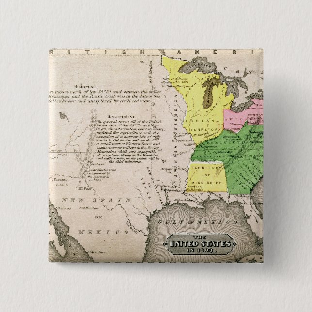 Chapa Cuadrada Mapa de los Estados Unidos (Anverso)