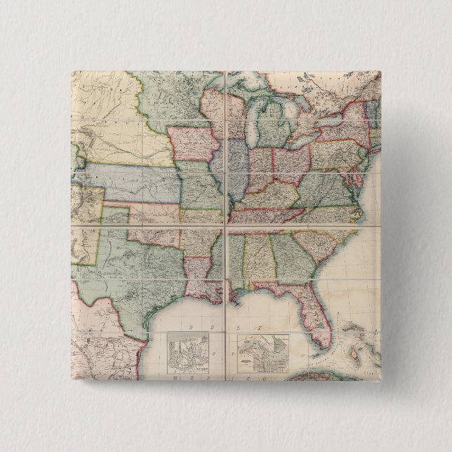 Chapa Cuadrada Mapa de los Estados Unidos 3 (Anverso)