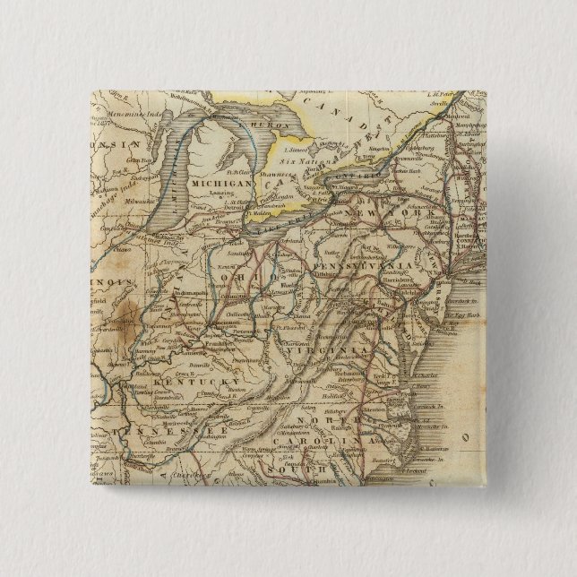 Chapa Cuadrada Mapa De Los Estados Unidos 3 (Anverso)