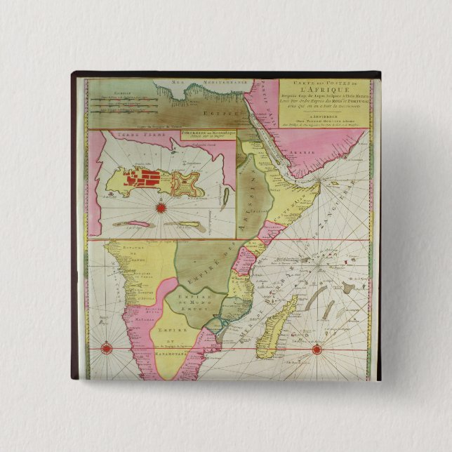 Chapa Cuadrada Mapa de los países de África (Anverso)