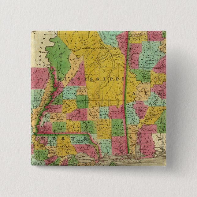Chapa Cuadrada Mapa de Luisiana, Misisipi y Alabama (Anverso)
