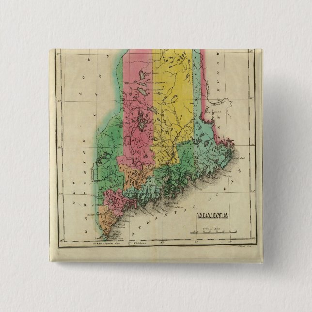 Chapa Cuadrada Mapa De Maine (Anverso)