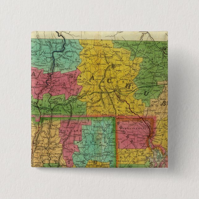 Chapa Cuadrada Mapa de Massachusetts y Connecticut (Anverso)