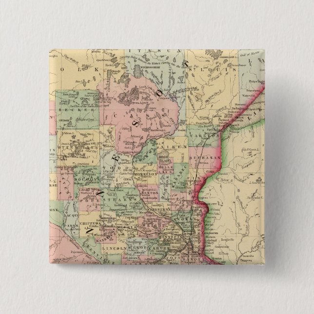 Chapa Cuadrada Mapa de Minnesota de Mitchell (Anverso)