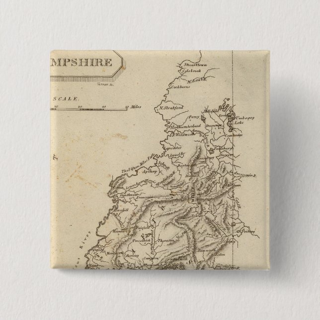 Chapa Cuadrada Mapa de New Hampshire de Arrowsmith (Anverso)