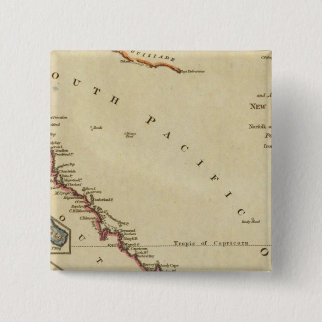 Chapa Cuadrada Mapa de Nueva Gales del Sur (Anverso)