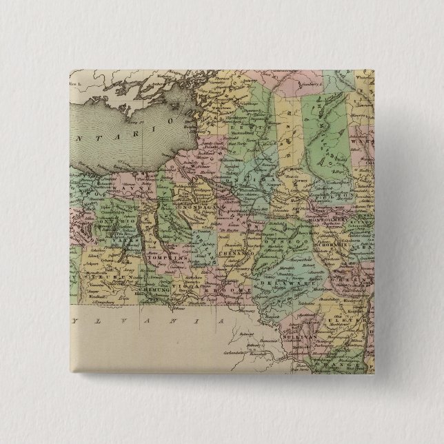 Chapa Cuadrada Mapa de Nueva York (Anverso)