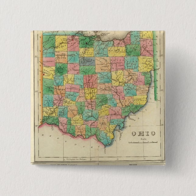 Chapa Cuadrada Mapa De Ohio (Anverso)