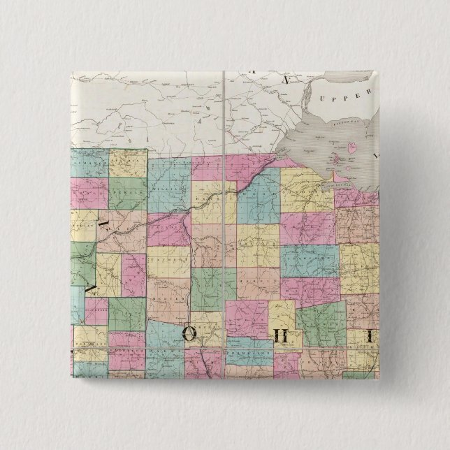 Chapa Cuadrada Mapa de Ohio e Indiana (Anverso)