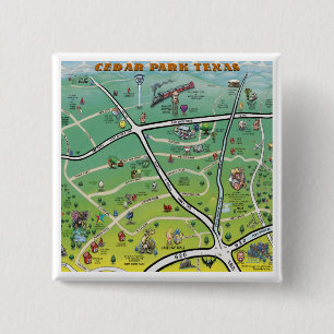 Chapa Cuadrada Mapa de Personalizados de Cedar Park Texas