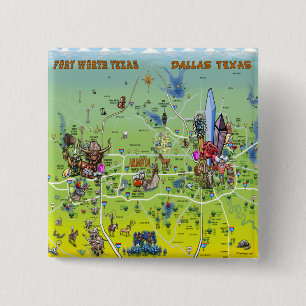 Chapa Cuadrada Mapa de Personalizados de Dallas Fort Worth