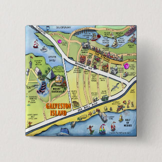 Chapa Cuadrada Mapa de Personalizados de Galveston Texas