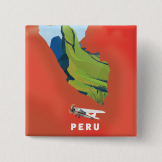 Chapa Cuadrada Mapa de Perú Afiche de viaje ilustrado