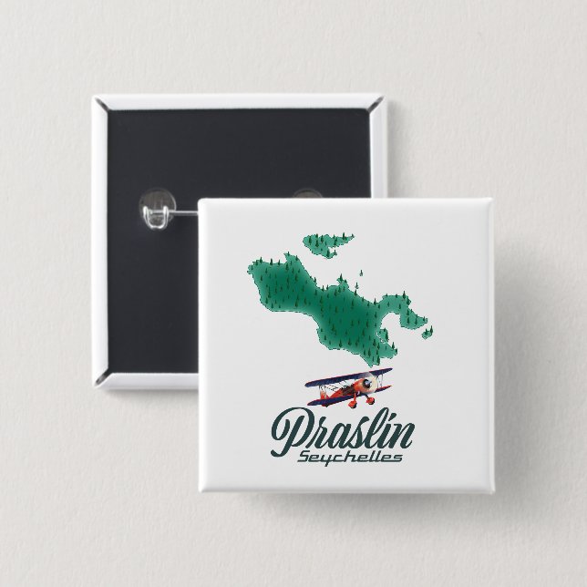 Chapa Cuadrada Mapa de Praslin Seychelles (Anverso y reverso)