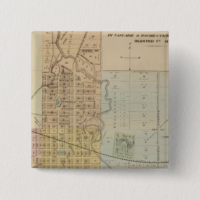 Chapa Cuadrada Mapa de Rochester, Minnesota (Anverso)