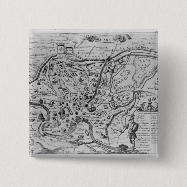 Chapa Cuadrada Mapa de Roma antigua (Anverso)