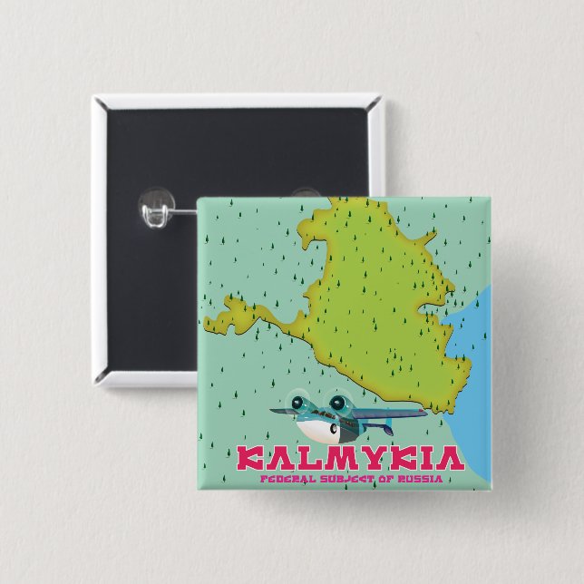 Chapa Cuadrada Mapa de Rusia de Kalmykia (Anverso y reverso)