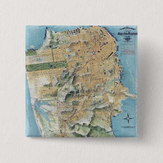 Chapa Cuadrada Mapa de San Francisco (Anverso)