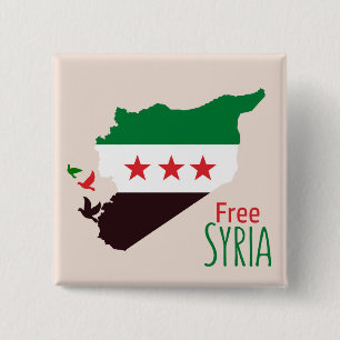 Chapa Cuadrada Mapa de Siria con la bandera de la Revolución