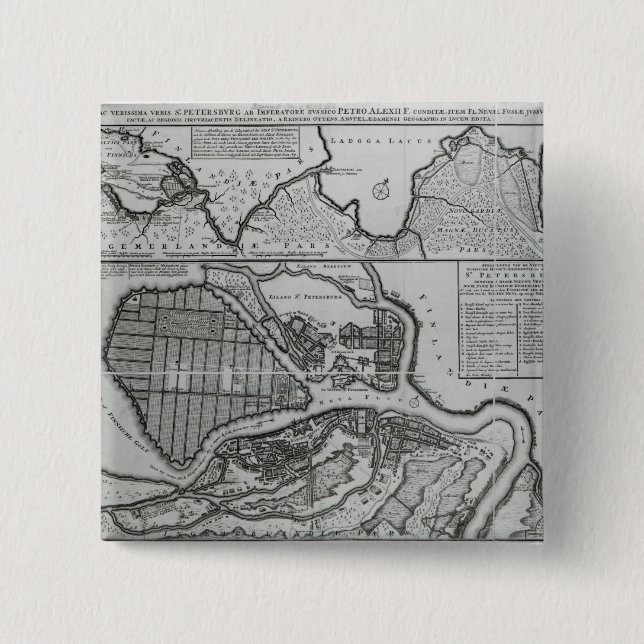 Chapa Cuadrada Mapa de St Petersburg, c.1750 (Anverso)