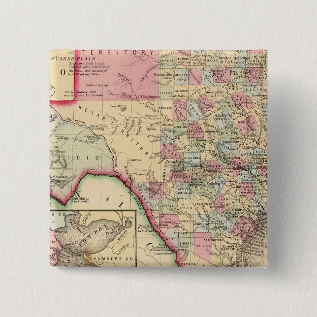 Chapa Cuadrada Mapa de Texas por Mitchell (Anverso)