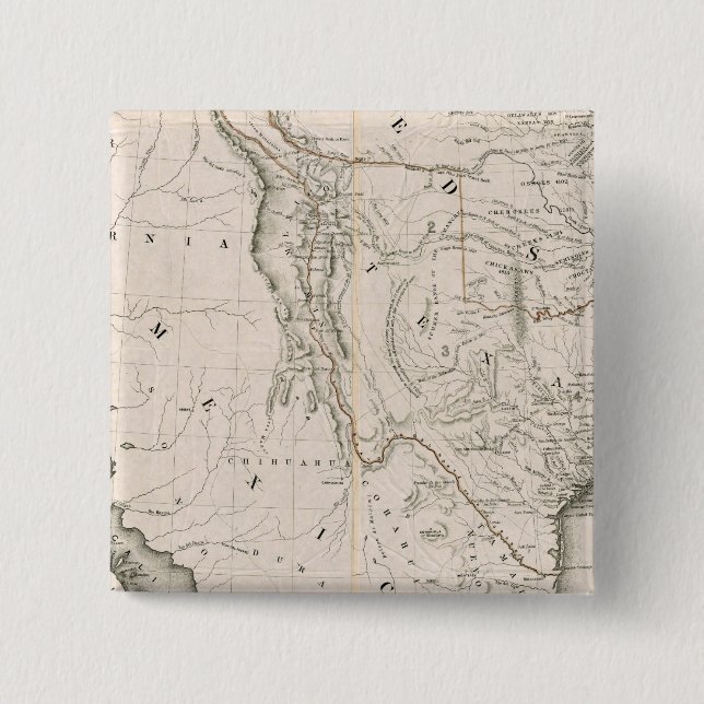 Chapa Cuadrada Mapa De Texas Y Los Países Adyacentes (Anverso)