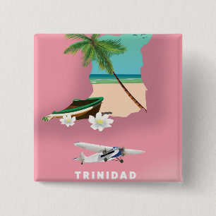Chapa Cuadrada Mapa de Trinidad ilustrado afiche de viajes.