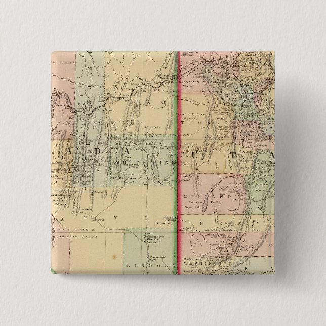 Chapa Cuadrada Mapa de Utah, Nevada, por Mitchell (Anverso)