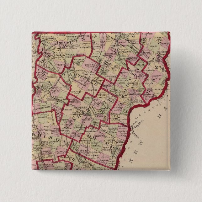 Chapa Cuadrada Mapa de Vermont (Anverso)