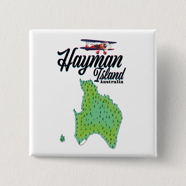 Chapa Cuadrada Mapa de viaje antiguo de la isla Hayman. (Anverso)