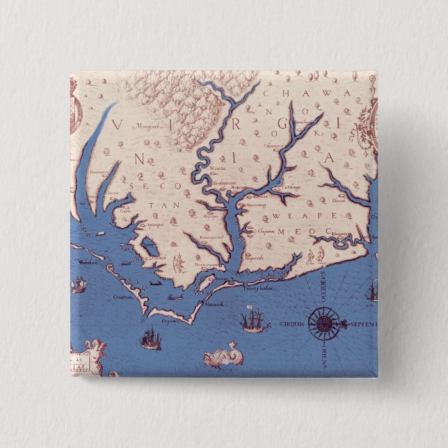 Chapa Cuadrada Mapa de Virginia (Anverso)