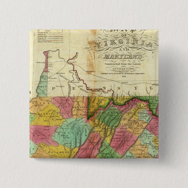 Chapa Cuadrada Mapa de Virginia y Maryland (Anverso)