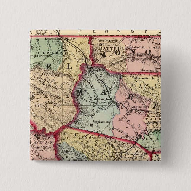 Chapa Cuadrada Mapa de Winfield, Virginia Occidental (Anverso)