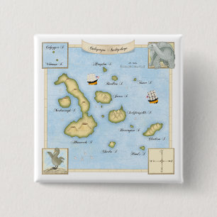 Chapa Cuadrada Mapa del archipiélago de Galápagos organizado con