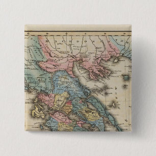 Chapa Cuadrada Mapa del Atlas a todo color de Grecia