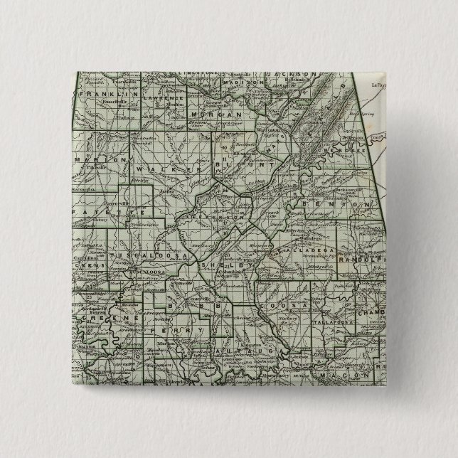 Chapa Cuadrada Mapa del Atlas de Alabama (Anverso)