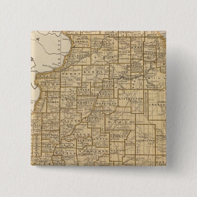 Chapa Cuadrada Mapa del Atlas de Illinois (Anverso)
