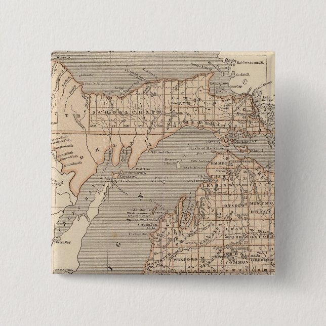 Chapa Cuadrada Mapa del Atlas de Michigan (Anverso)