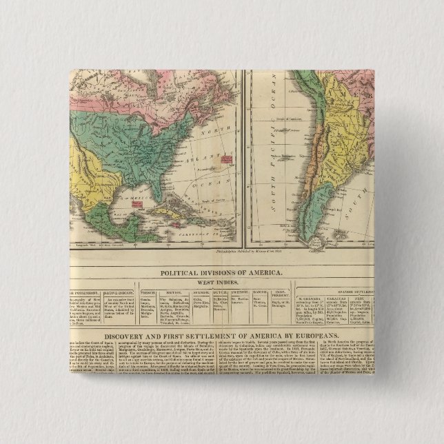 Chapa Cuadrada Mapa del Atlas del descubrimiento europeo de Améri (Anverso)