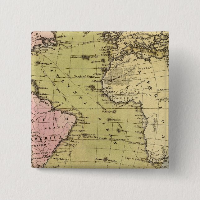 Chapa Cuadrada Mapa del Atlas del Océano Atlántico (Anverso)