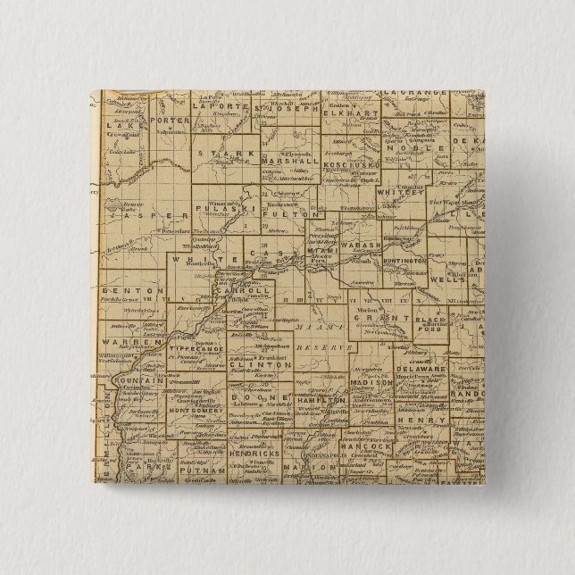 Chapa Cuadrada Mapa del Atlas Indiana (Anverso)