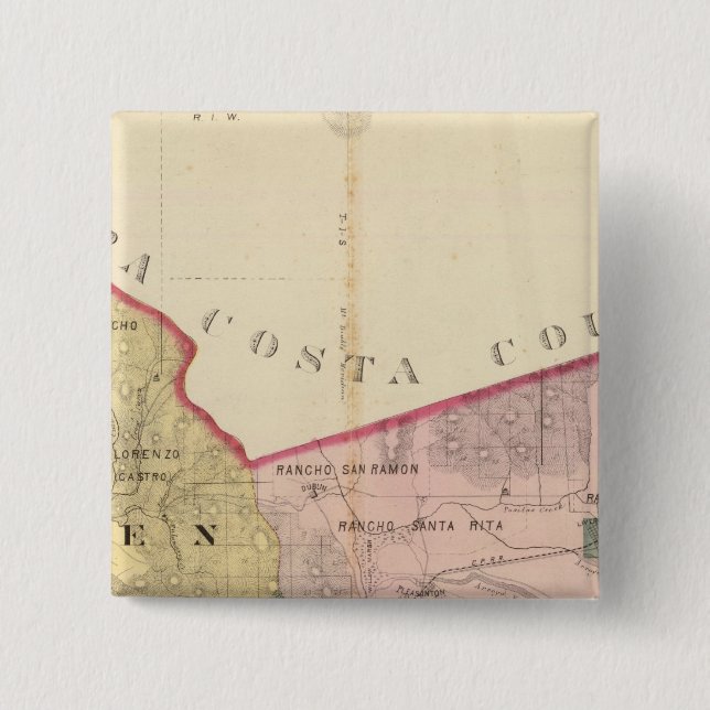 Chapa Cuadrada Mapa del condado de Alameda (Anverso)