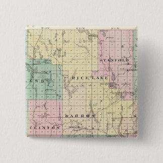 Chapa Cuadrada Mapa del condado de Barron, estado de Wisconsin