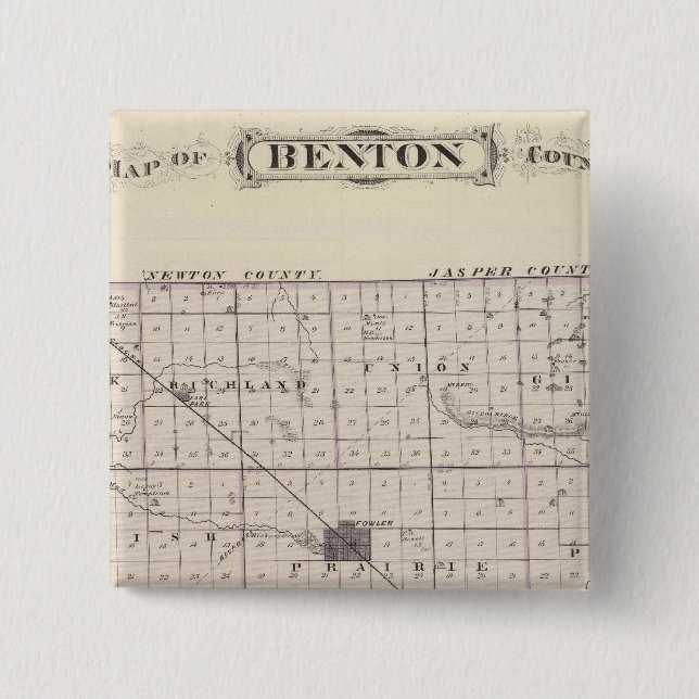 Chapa Cuadrada Mapa del condado de Benton (Anverso)